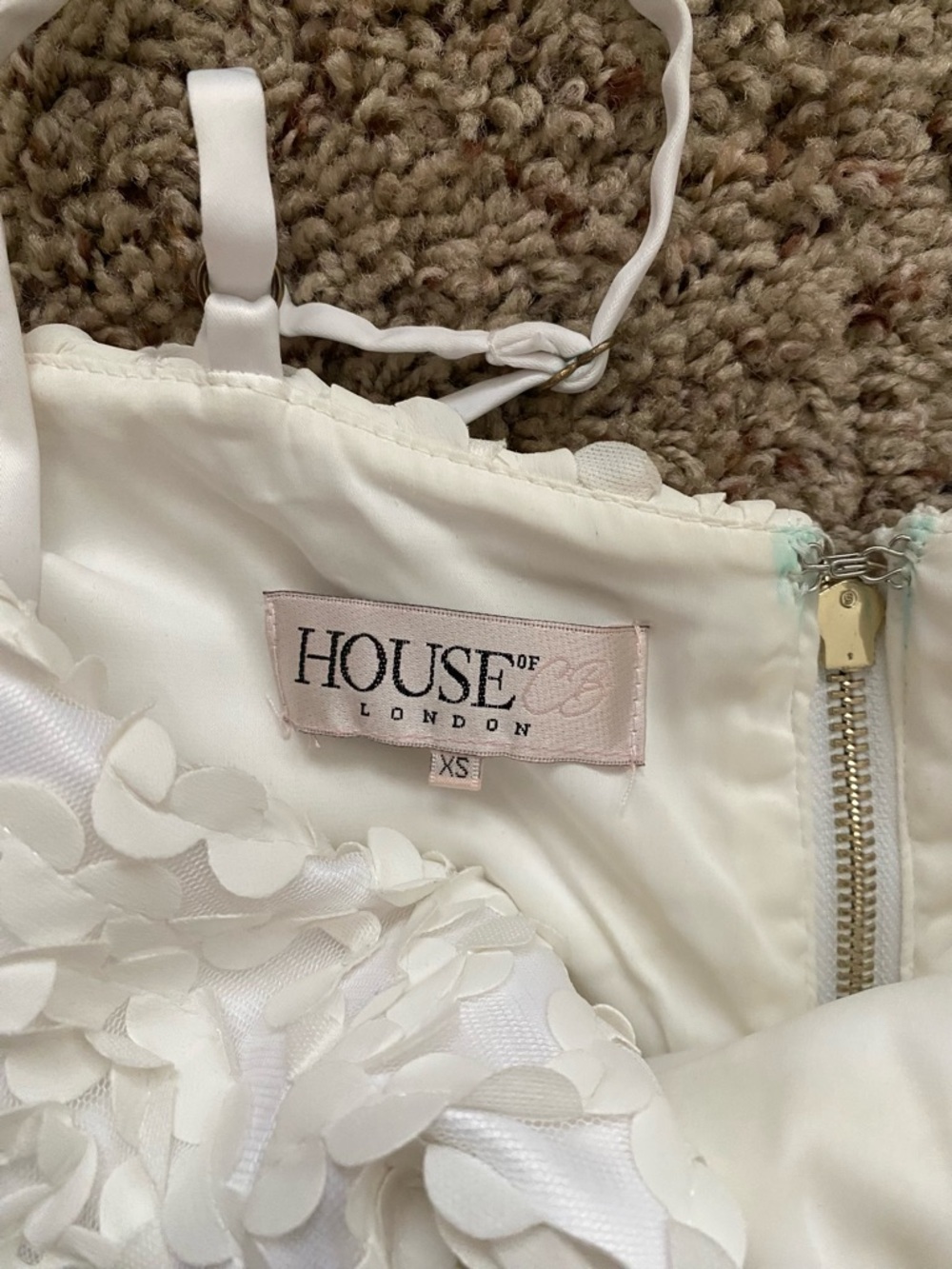 House of CB London White Floral Appliqué Spaghetti Strap Dress - Picture 4 of 6